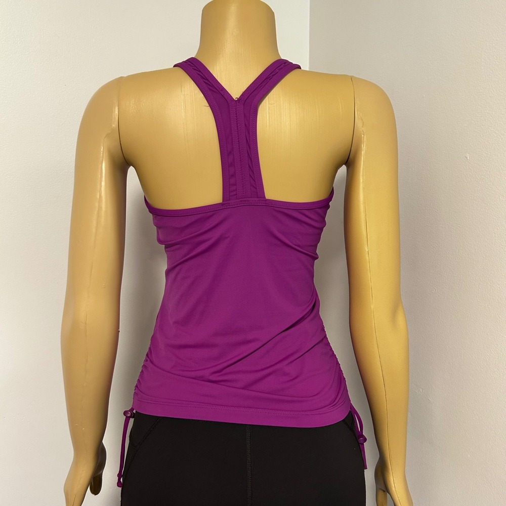 Athleta Purple Ruched Side Racerback Tank Top Built-in Bra Small 224177 - Picture 4 of 7
